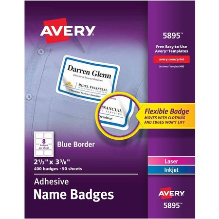AVERY Badge, Adhesive, Be Brdr, 400PK AVE5895